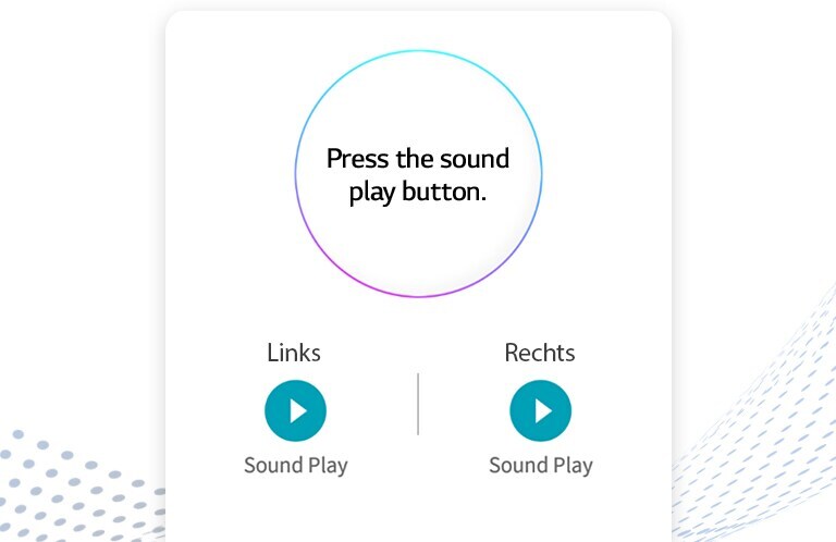 Der Screenshot der Benutzeroberfläche für die App „Meine Earbuds finden“ zeigt die Schaltflächen Links und Rechts für jeden Ohrhörer.